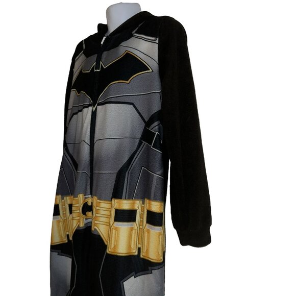 DC Comics Batman Pajamas Big Boys 8 Black Lightweight Fleece PJs Unionsuit Hood - Picture 5 of 9